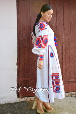 Vyshyvanka  Ukrainian embroidery, White Embroidered Dress, ethno style boho chic, Embroidered dress, Multi Color Embroidery Linen