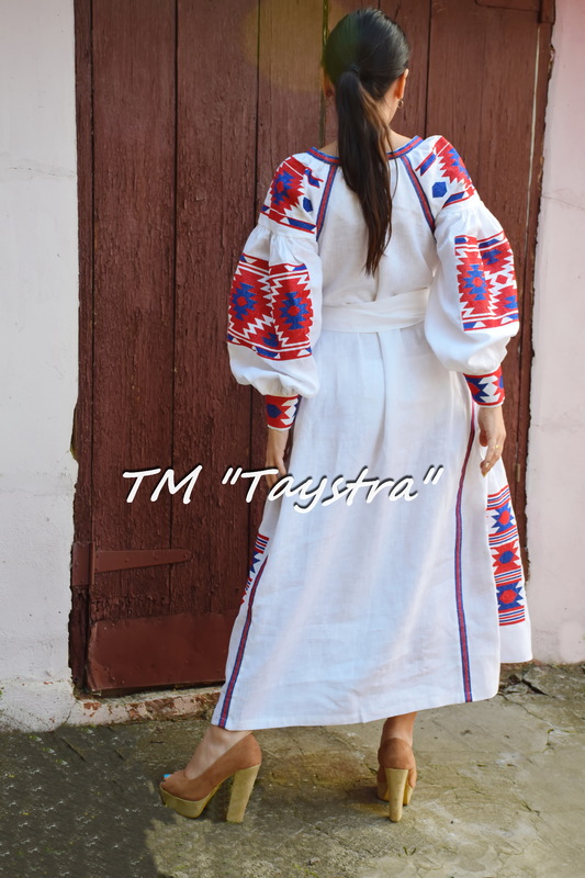 Vyshyvanka  Ukrainian embroidery, White Embroidered Dress, ethno style boho chic, Embroidered dress, Multi Color Embroidery Linen