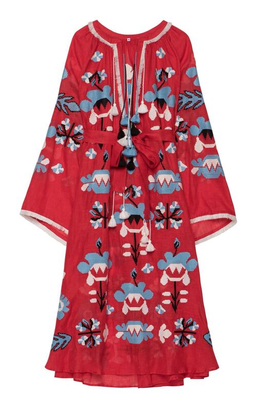 Dress Embroidered Vyshyvanka Red Dress Color Embroidery Linen Dress Ukrainian embroidery