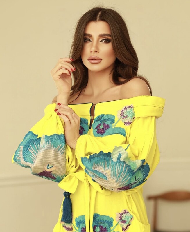Yellow Dress Embroidered Dress Multi Color Embroidery Linen Dress Ukrainian