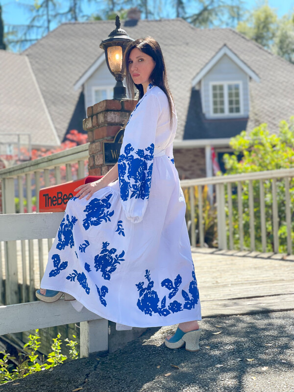 Wedding Embroidered Maxi Dress Ukrainian embroidery, Dress Embroidered Vyshyvanka