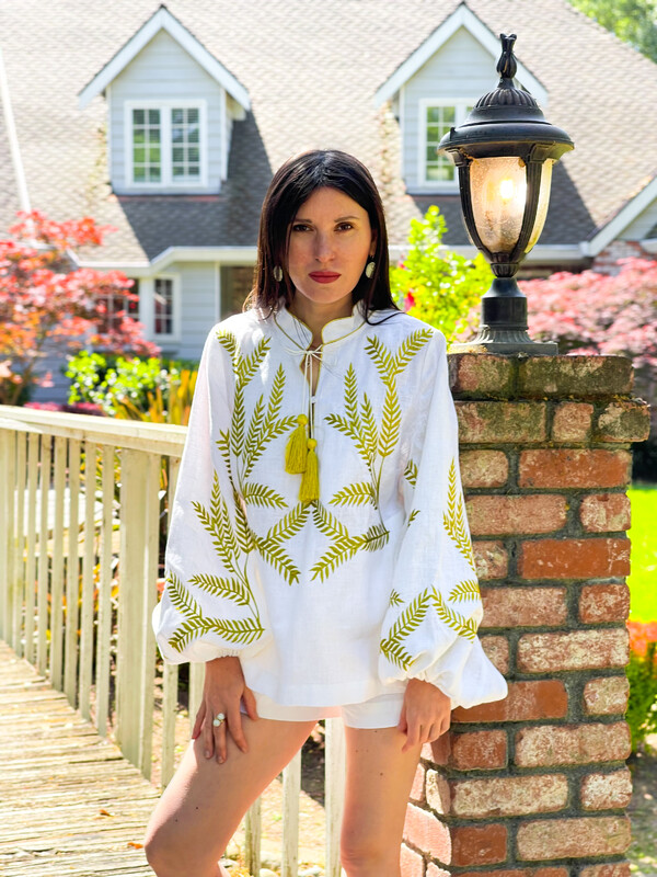 White stylish Blouse Embroidered Ukrainian embroidery, Embroidered clothes Vyshyvanka 