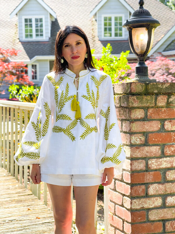 White stylish Blouse Embroidered Ukrainian embroidery, Embroidered clothes Vyshyvanka 