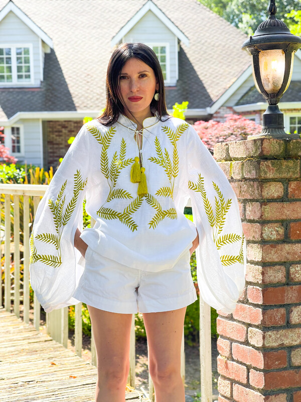 White stylish Blouse Embroidered Ukrainian embroidery, Embroidered clothes Vyshyvanka 