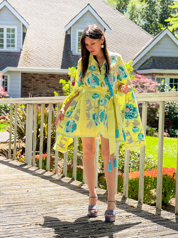 Yellow Linen Dress Linen embroidery Dress Embroidered Vyshyvanka