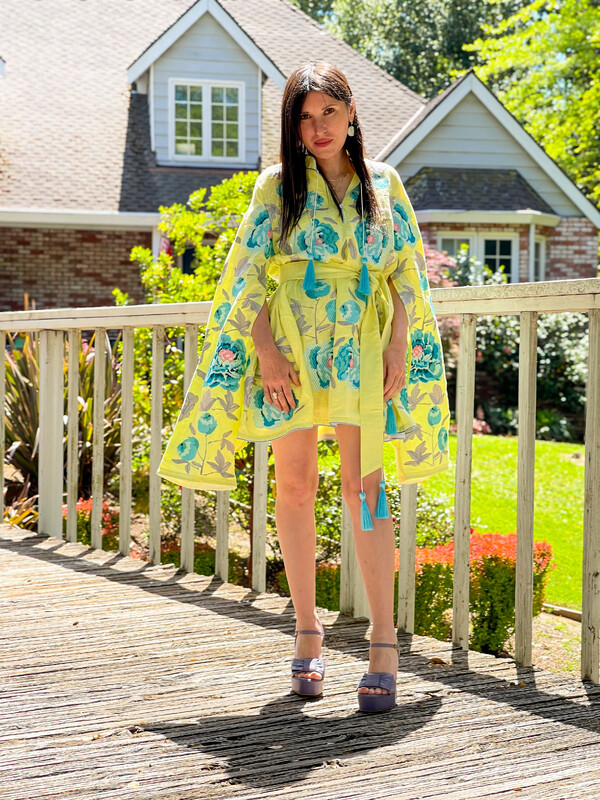 Yellow Linen Dress Linen embroidery Dress Embroidered Vyshyvanka
