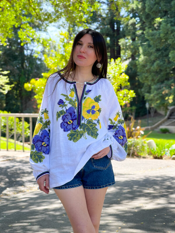 Blouse Boho Embroidered clothes Vyshyvanka Ukrainian Linen Embroidered Blouse 
