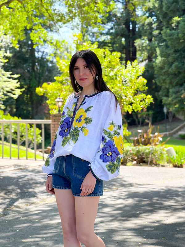 Blouse Boho Embroidered clothes Vyshyvanka Ukrainian Linen Embroidered Blouse 