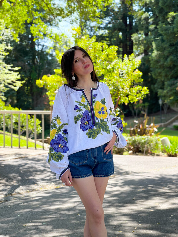 Blouse Boho Embroidered clothes Vyshyvanka Ukrainian Linen Embroidered Blouse 