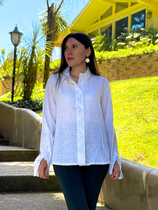 Blouse Embroidered Shirt with cuff, clothes Vyshyvanka Ukrainian Linen Embroidered Blouse 