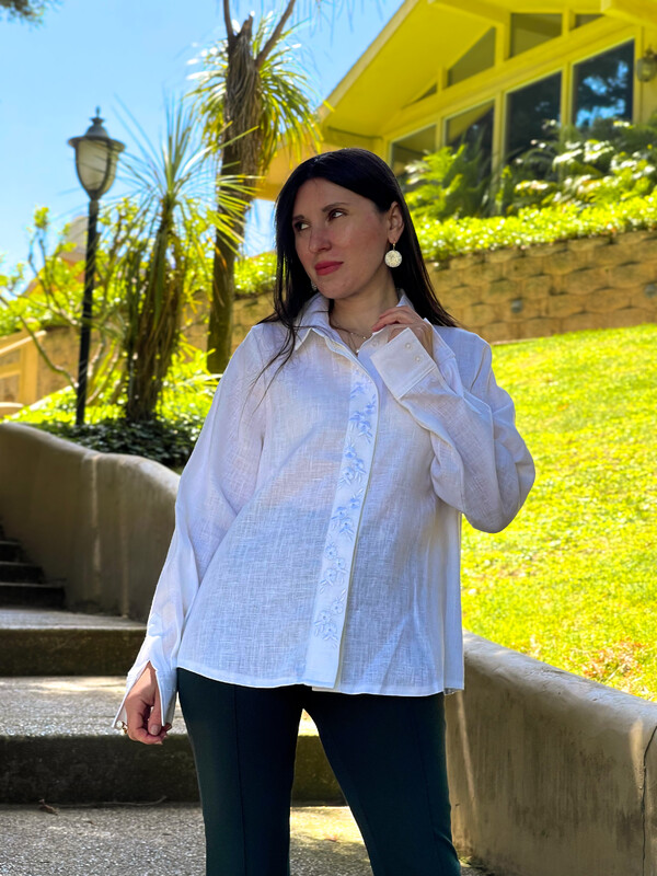 Blouse Embroidered Shirt with cuff, clothes Vyshyvanka Ukrainian Linen Embroidered Blouse 