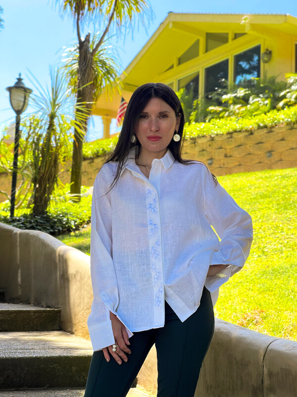 Blouse Embroidered Shirt with cuff, clothes Vyshyvanka Ukrainian Linen Embroidered Blouse 