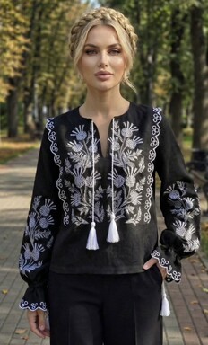 	 Black Blouse Boho Embroidered clothes Vyshyvanka Ukrainian Linen Embroidered Blouse