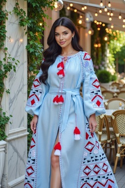 Blue Maxi Dress Embroidered Vyshyvanka Dress Embroidered Linen Mini Dress