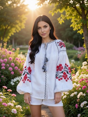 Embroidered Blouse White Vyshyvanka Multi Color Embroidery Linen Ukrainian embroidery