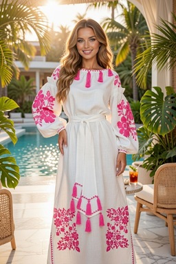 Evening Maxi Dress Ukrainian embroidery, Exclusive Wedding Dress