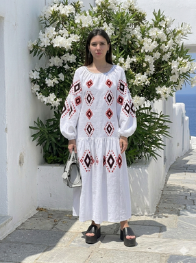 Embroidered dress linen vyshyvanka Ukrainian embroidered sundress Boho style ethno