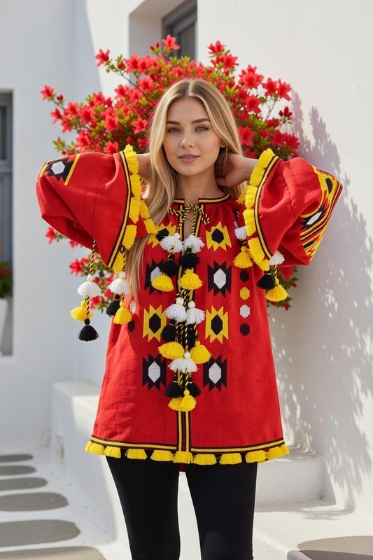 Vyshyvanka Ukrainian Embroidered Blouse Multi Color Embroidery Linen, Embroidered Blouse