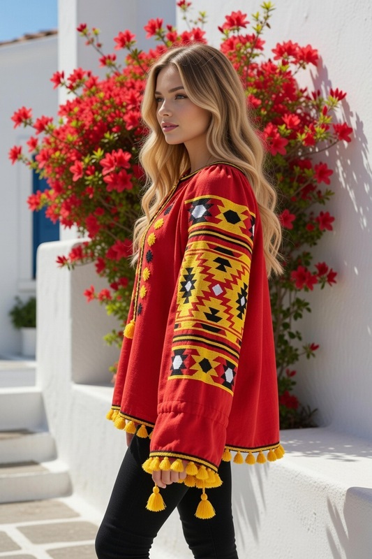 Vyshyvanka Ukrainian Embroidered Blouse Multi Color Embroidery Linen, Embroidered Blouse