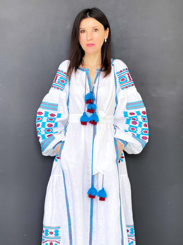 Maxi Dress Ukrainian embroidery, Dress Embroidered Vyshyvanka