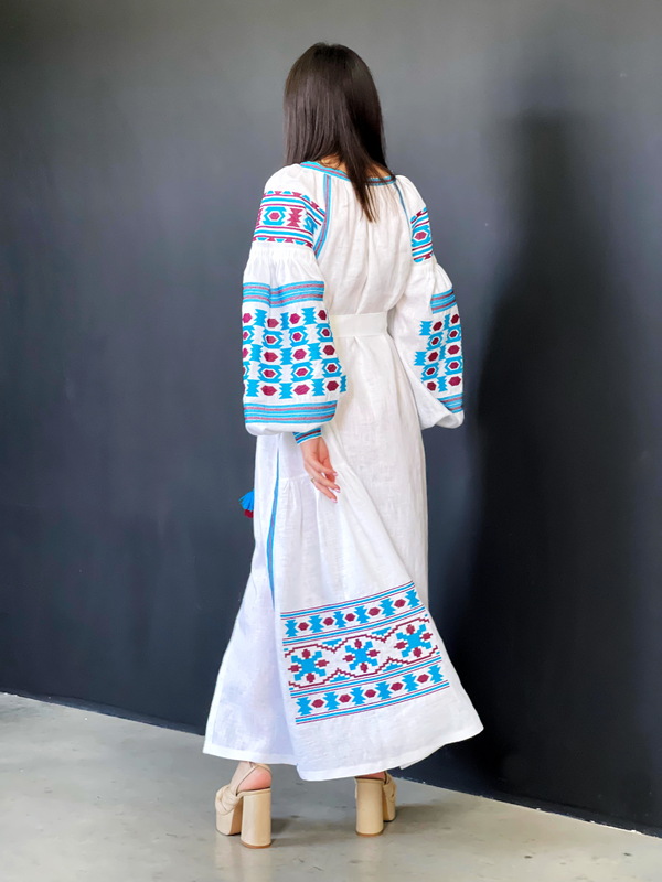 Maxi Dress Ukrainian embroidery, Dress Embroidered Vyshyvanka