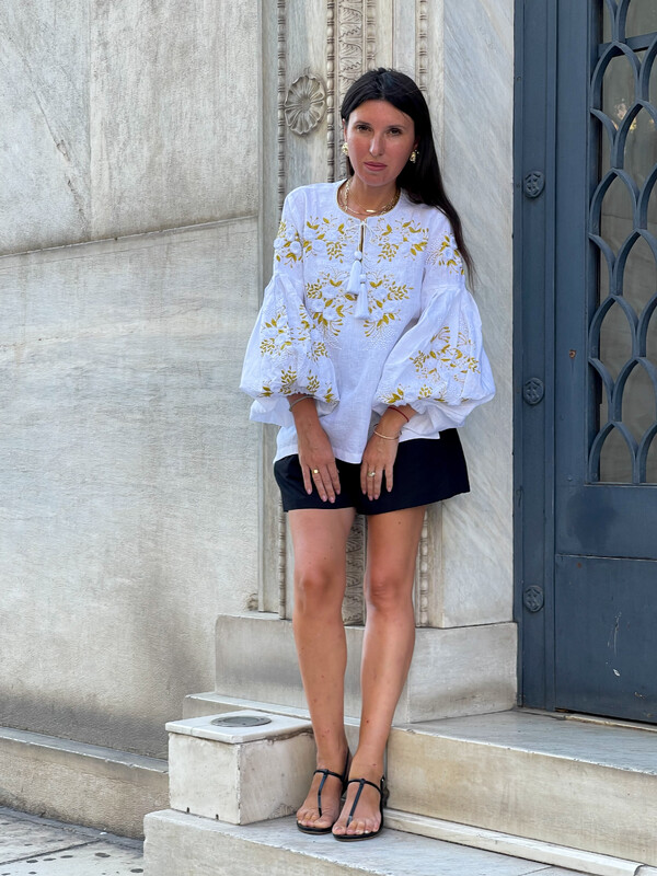 	 White Blouse Boho Embroidered clothes Vyshyvanka Ukrainian Linen Embroidered Blouse