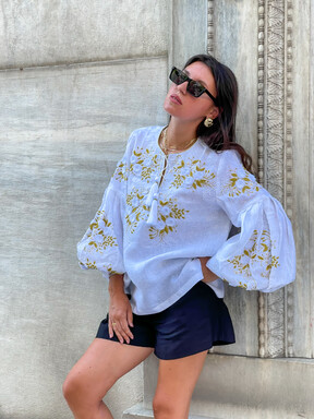 	 White Blouse Boho Embroidered clothes Vyshyvanka Ukrainian Linen Embroidered Blouse