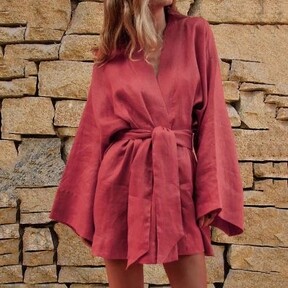 Dress Kimono Tunic Natural Linen, Boho Dress, Boho Tunic Linen