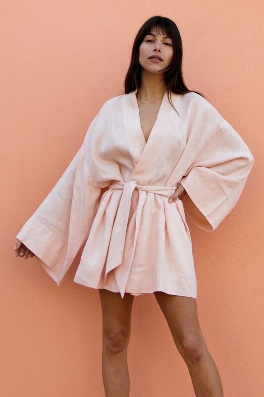 Kimono Tunic Natural Linen Dress, Boho Dress, Boho Tunic Linen