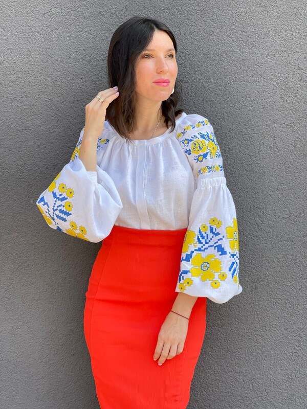 Vyshyvanka Embroidered White Blouse Linen Bohemian, Ukrainian embroidery, Embroidered clothes Bohemian, ethno 