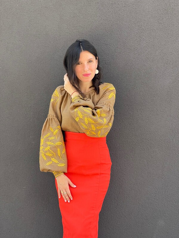 Gold Embroidery Blouse Vyshyvanka Ukrainian Linen Embroidered Stylish Blouse