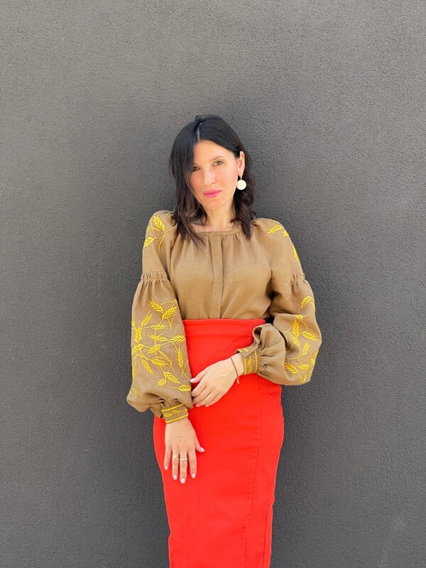 Gold Embroidery Blouse Vyshyvanka Ukrainian Linen Embroidered Stylish Blouse