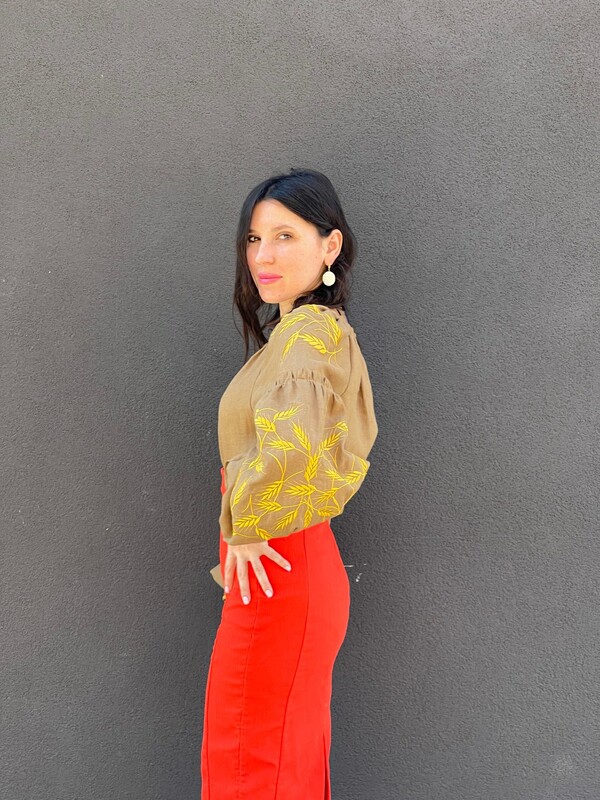 Gold Embroidery Blouse Vyshyvanka Ukrainian Linen Embroidered Stylish Blouse