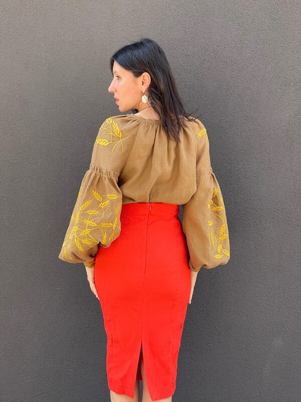 Gold Embroidery Blouse Vyshyvanka Ukrainian Linen Embroidered Stylish Blouse