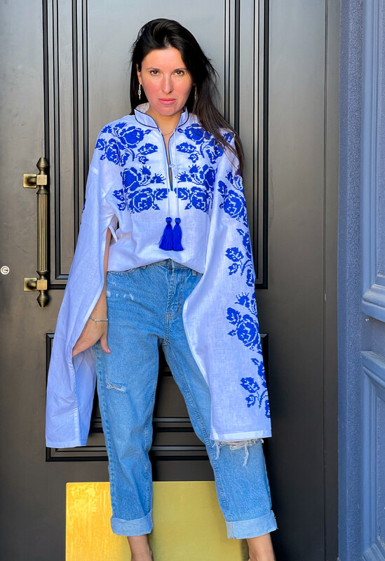 	 White Blouse Vyshyvanka Embroidered clothes Vyshyvanka Multi Color Embroidery Linen Ukrainian embroider Embroidered Blouse Long Sleeves