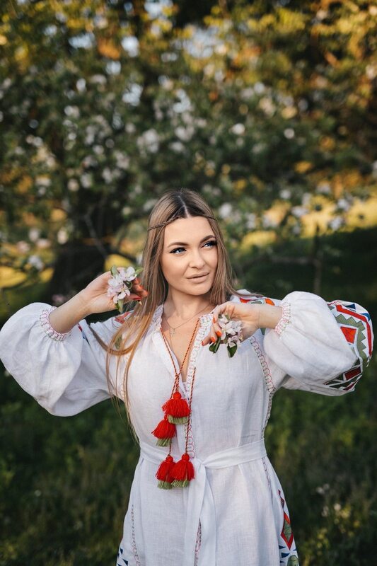 Linen Embroidered Dress, White Linen Maxi Dress Vyshyvanka Ukrainian