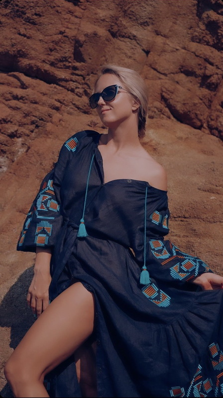 Maxi Dress, Embroidered Vyshyvanka Dress, Embroidery Linen Dress