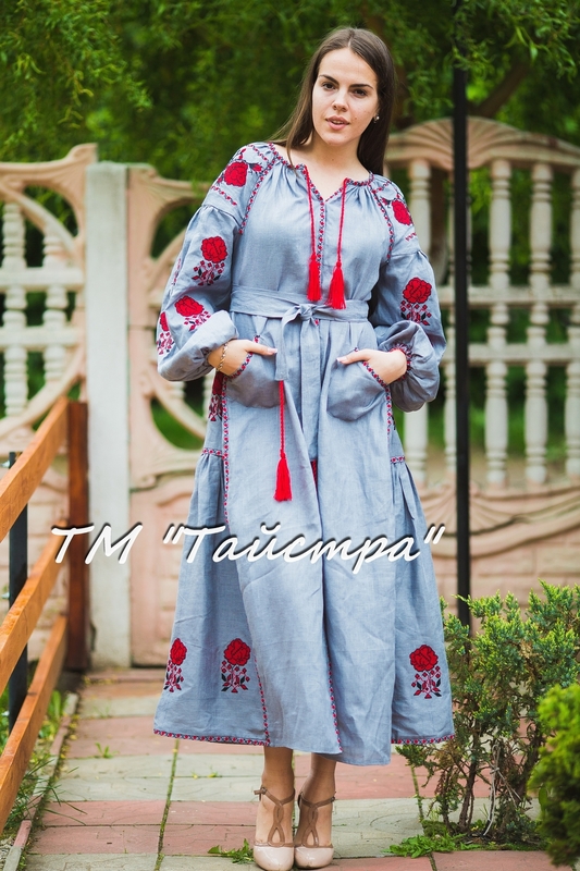 Embroidered dress Boho, ethno, style boho chic, Bohemian, Vyshyvanka Dress Multi Color Embroidery Linen, Ukrainian embroidery