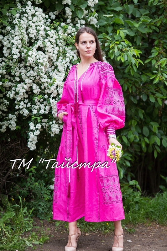 Boho dress embroidered , Bright linen, ethno, style boho chic, Bohemian Vyshyvanka Dress Multi Color Embroidery Linen, Ukrainian embroidery