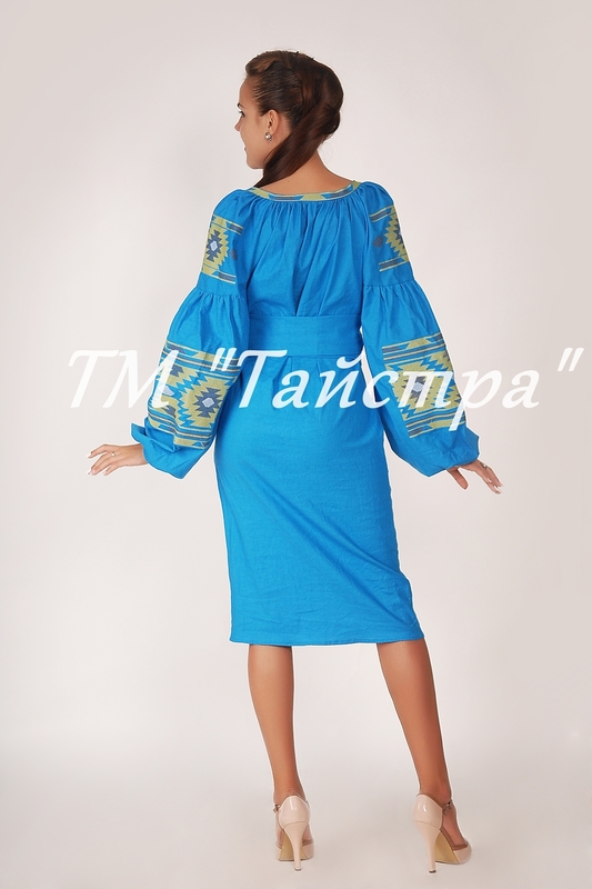 Embroidered dress Boho, ethno, style boho chic, Bohemian, Vyshyvanka Dress Multi Color Embroidery Linen, Ukrainian embroidery, Blue Dress