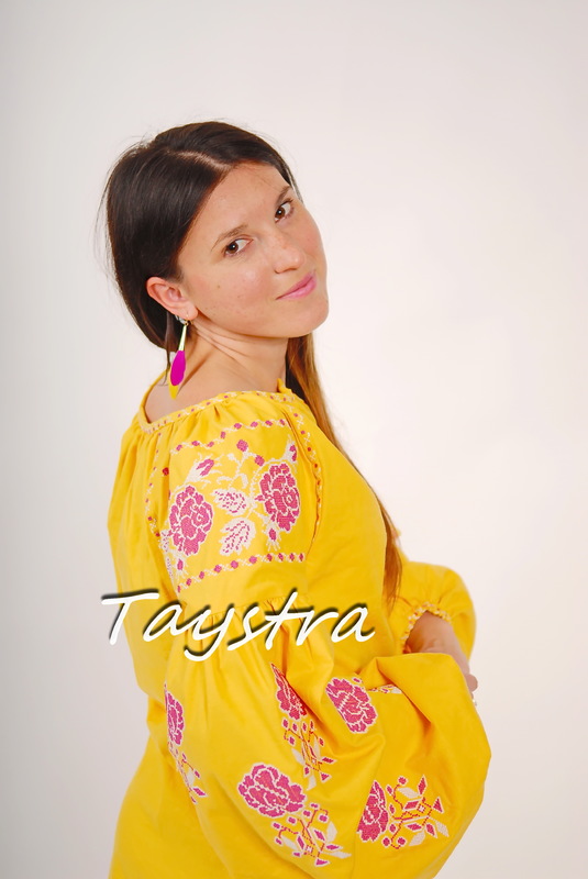  Yellow Tunic Vyshyvanka Ukrainian embroidery,Yellow Mini Dress, Boho, ethno, style boho chic, Embroidered dress, Multi Color Embroidery Linen