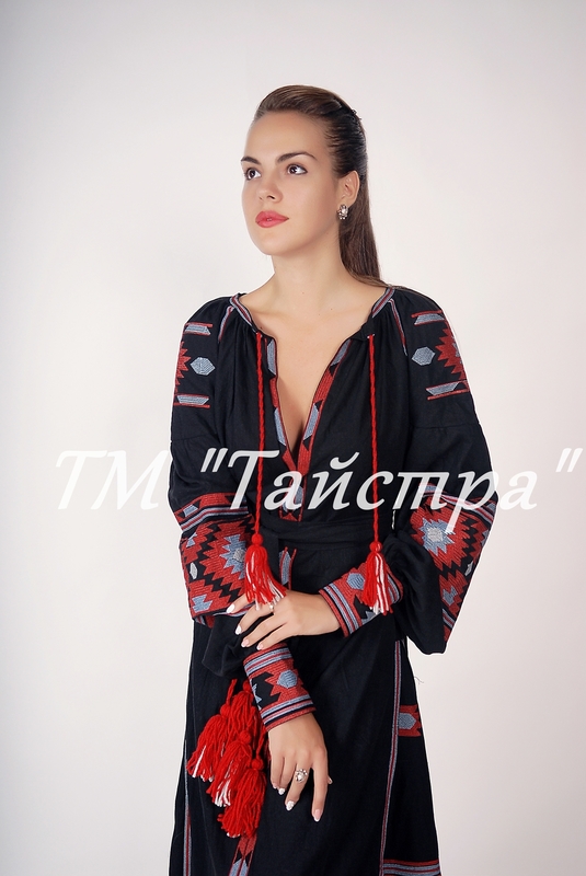 Dress boho embroidered linen, ethno, style boho chic, Bohemian Vyshyvanka Dress Multi Color Embroidery Linen, Ukrainian embroidery