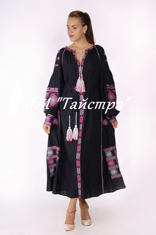 Boho dress embroidered, Maxi Dress Linen, ethno, style boho chic, Bohemian Vyshyvanka Dress Multi Color Embroidery Linen, Ukrainian embroidery