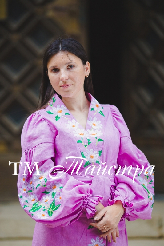 Embroidered dress Boho, ethno, style boho chic, Bohemian, Vyshyvanka Dress Multi Color Embroidery Linen, Ukrainian embroidery, Pink Dress 