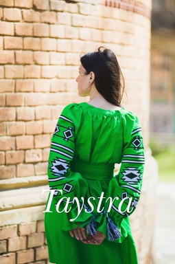 Short dress of Linen embroidered, embroidered Arabic Style, Boho style, Bohemian, ethno, tunic in Boho-style, Green Dress