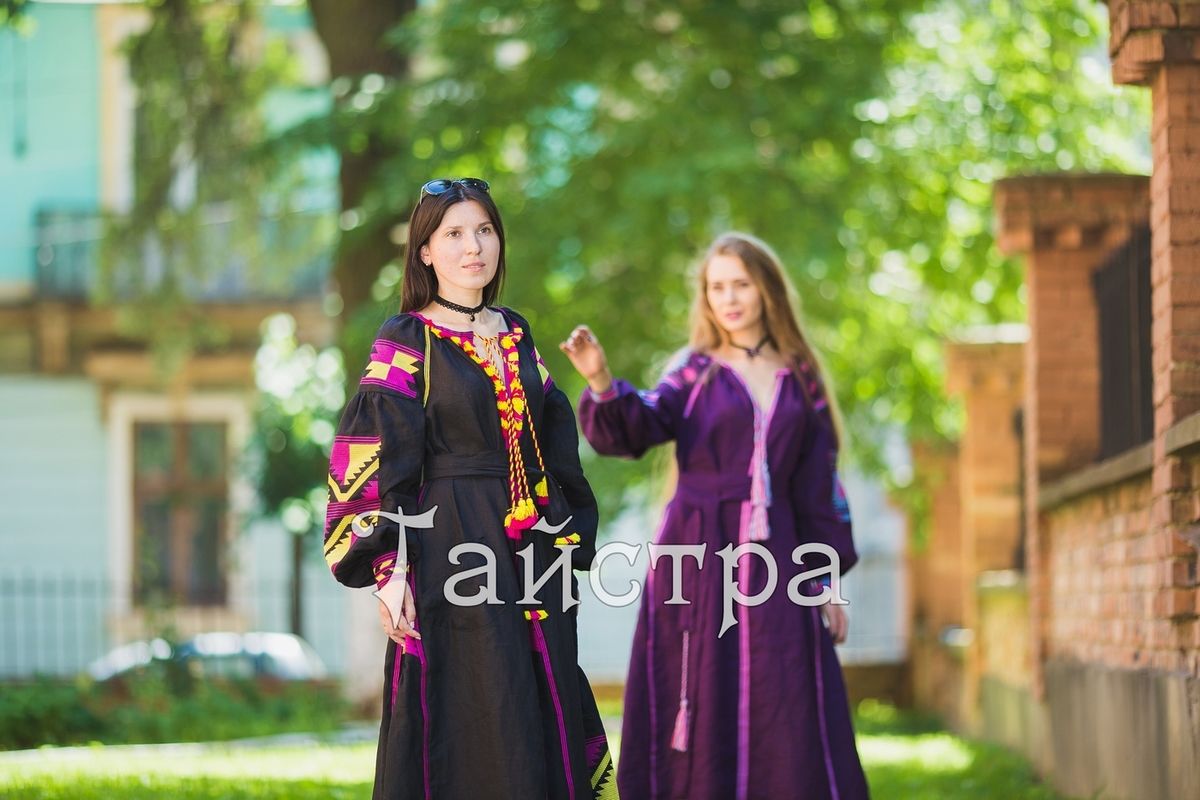 Purple violet  dress boho embroidered linen, ethno, style boho chic, Bohemian Vyshyvanka Dress Multi Color Embroidery Linen, Ukrainian embroidery 