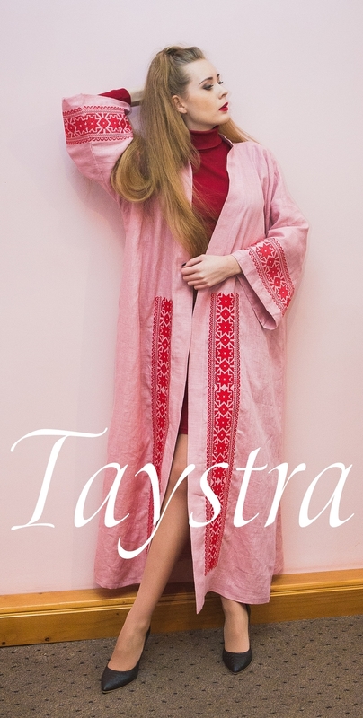 Embroidered Dress in Oriental style, Arabic Style, Bisht Embroidered linen,Abaya Embroidered Linen