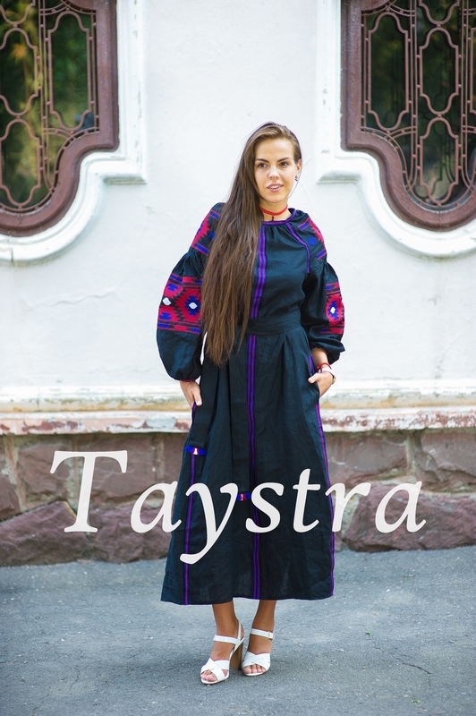Black Embroidered Linen dress, Bohemian, Vyshyvanka  Ukrainian embroidery, Boho, ethno, style boho chic