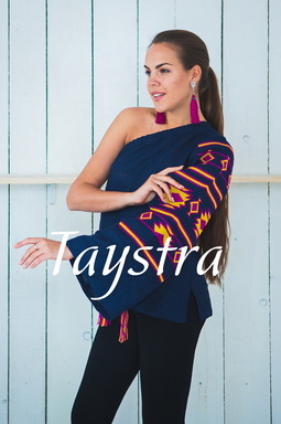 One Shoulder Embroidered Blouse, Mono Shoulder Embroidered Blouse, One-sleeve Embroidered Blouse Ukrainian embroidery, Embroidered clothes Bohemian, ethno  