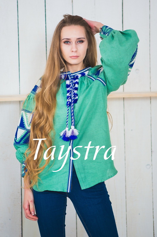 Vyshyvanka Embroidered Green Menthol Blouse Linen Boho style, Bohemian, ethno,Ukrainian embroidery, Embroidered clothes
